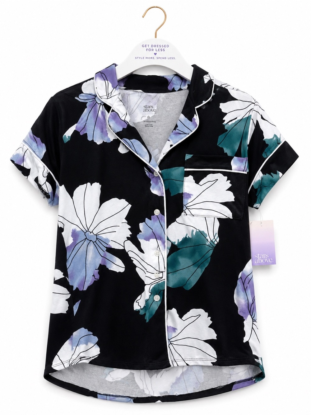 Stars Above Pajama Top Womens XS Floral Button Up Sleep Lounge Shirt NEGOTIABLE